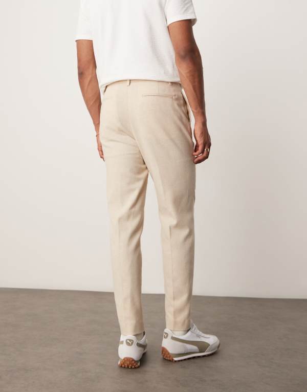 エイソス ASOS asos ASOS DESIGN スマートテーパードフィット ウールミックス トラウザーズ（ライトストーン） パンツ ボトム メンズ 男性 インポートブランド 小さいサイズから大きいサイズまで