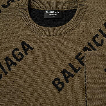 バレンシアガ BALENCIAGA balenciaga バレンシアガリピートロゴインターシャニット トップス メンズ 男性 インポートブランド 小さいサイズから大きいサイズまで
