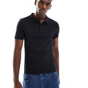 エイソス ASOS asos ASOS DESIGN マッスルフィット ピケ ポロ(ブラック) トップス メンズ 男性 インポートブランド 小さいサイズから大きいサイズまで