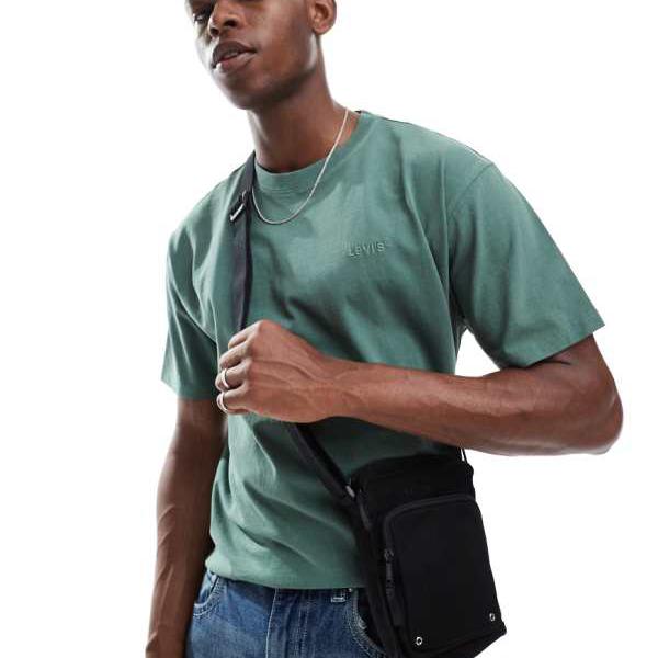 リーバイス Levi's リーバイスのトーナルロゴ入りスモールキャンバスクロスボディバッグ（ブラック） バック メンズ 男性 インポートブランド(4)