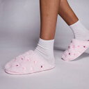 Boux Avenueのハート刺繍入りふわふわミュールスリッパ(ピンク) 靴 レディース 女性 インポートブランド 小さいサイズから大きいサイズまで