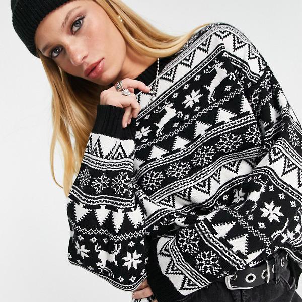 エイソス ASOS asos ASOS DESIGN フェアアイル柄のクリスマスジャンパー トップス レディース 女性 インポートブランド 小さいサイズから大きいサイズまでのサムネイル