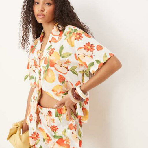 エイソス ASOS asos ASOS DESIGNのフルーツプリントのリネン風ショート丈コーデ パンツ ボトム レディース 女性 インポートブランド 小さいサイズから大きいサイズまで エイソス ASOS asos ASOS DESIGNのフルーツプリントのリネン風ショート丈コーデ パンツ ボトム レディース 女性 インポートブランド 小さいサイズから大きいサイズまで
