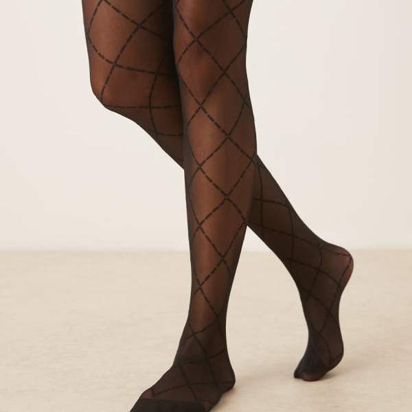 JJXX アーガイル柄シアータイツ（ブラック） アクセサリー レディース 女性 インポートブランド 小さいサイズから大きいサイズまで