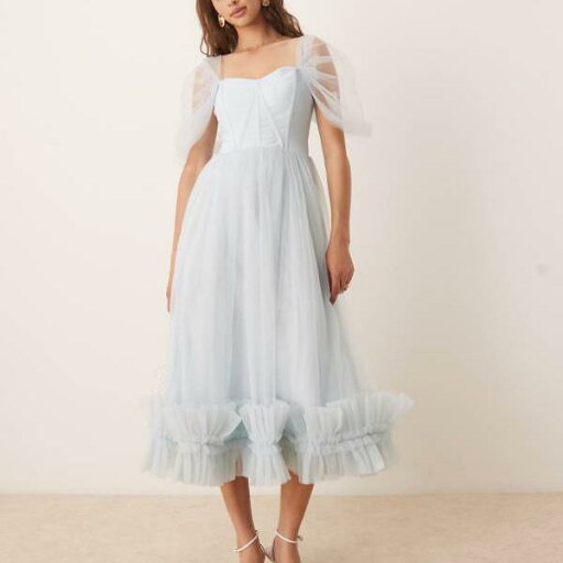 Lace & Beads レース&ビーズのティアードフリルミディアムドレス(スカイブルー) ワンピース レディース 女性 インポートブランド 小さいサイズから大きいサイズまで Lace & Beads レース&ビーズのティアードフリルミディアムドレス(スカイブルー) ワンピース レディース 女性 インポートブランド 小さいサイズから大きいサイズまで