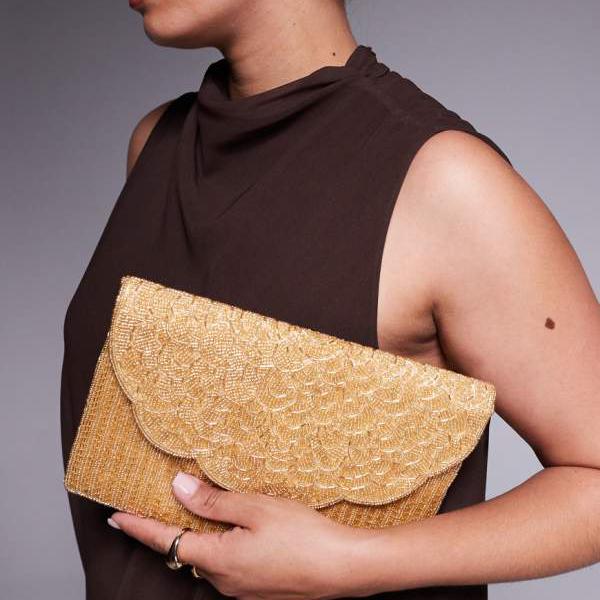 True Decadence ゴールドの装飾エンベロープクラッチバッグ 鞄 レディース 女性 インポートブランド