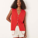 エイソス ASOS asos ASOS DESIGNのクリーンニットリラックスフィットウエストコート(レッド) トップス レディース 女性 インポートブランド ...