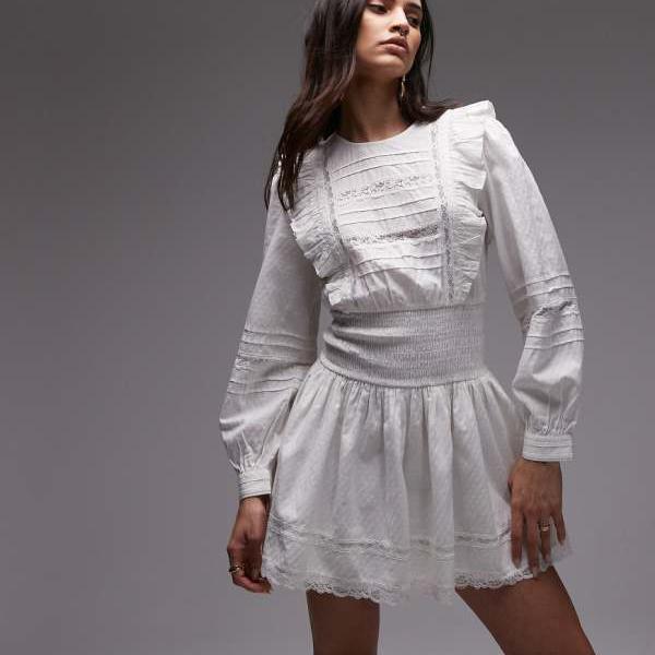 トップショップ Topshop TOPSHOP トップショップのプレーリーミニティードレス（ホワイト