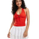 ミスセルフリッジ Miss Selfridge ミスセルフリッジのテクスチャードホルターネックトップ(レッド) トップス レディース 女性 インポートブランド 小さいサイズから大きいサイズまで