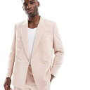 エイソス ASOS asos ASOS DESIGN ダブルブレスト レギュラースーツジャケット(ウール、ライトピンク) アウター メンズ 男性 インポートブランド 小さいサイズから大きいサイズまで