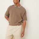 エイソス ASOS asos ASOS DESIGNのオーバーサイズニットポロ(ブランケットステッチディテール、ブラウン) トップス メンズ 男性 インポートブランド 小さいサイズから大きいサイズまで