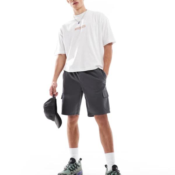 エイソス ASOS asos ASOS DESIGN スリムフィット カーゴショーツ（チャコール） パンツ ボトム メンズ 男性 インポートブランド 小さいサイズから大きいサイズまで