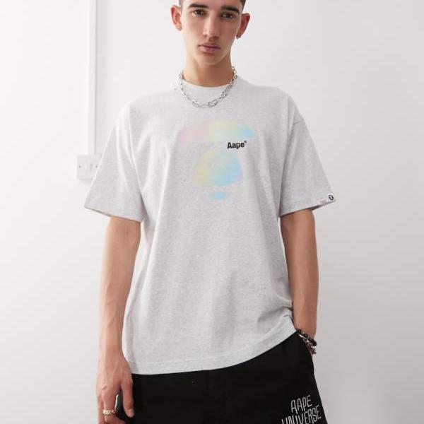 ア・ベイシング・エイプ AAPE BY A BATHING APE Aape by A Bathing Ape ロゴ T シャツ(グレー マーブル) トップス メンズ 男性 インポートブランド 小さいサイズから大きいサイズまで