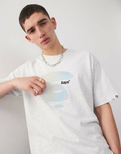 ア・ベイシング・エイプ AAPE BY A BATHING APE Aape by A Bathing Ape ロゴ T シャツ(グレー マーブル) トップス メンズ 男性 インポートブランド 小さいサイズから大きいサイズまで