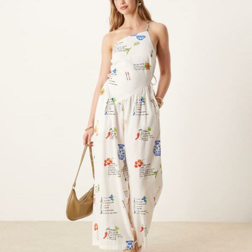 エイソス ASOS asos ASOS DESIGN ワンショルダー オープンバック リネン ジャンプスーツ(会話プリント) オールインワン レディース 女性 インポートブランド 小さいサイズから大きいサイズまで エイソス ASOS asos ASOS DESIGN ワンショルダー オープンバック リネン ジャンプスーツ(会話プリント) オールインワン レディース 女性 インポートブランド 小さいサイズから大きいサイズまで