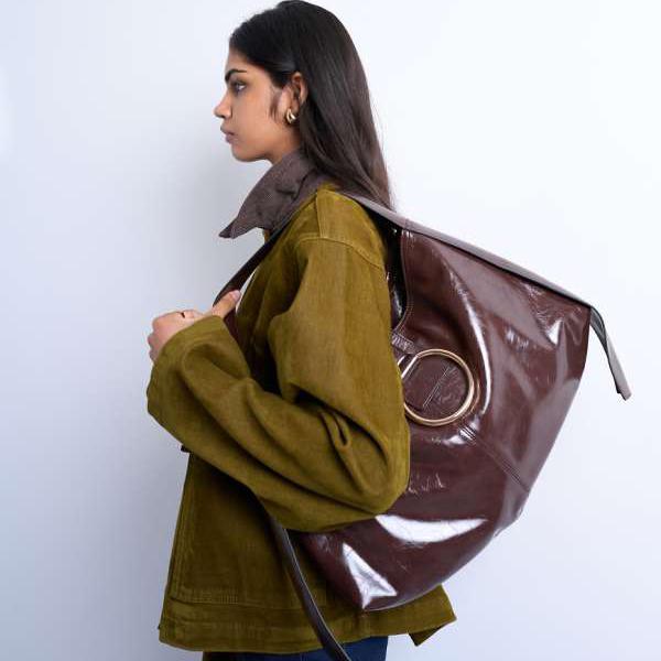 トップショップ Topshop TOPSHOP トップショップのサターン ハードウェア ショルダーバッグ（チョコレート） 鞄 レディース 女性 インポートブランド(4)