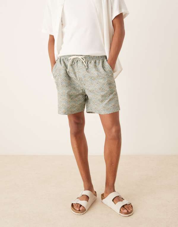 セレクテッド オム Selected Homme selected homme 厳選されたオムのグリーンプリントのスイムショーツ 水着 メンズ 男性 インポートブランド 小さいサイズから大きいサイズまで