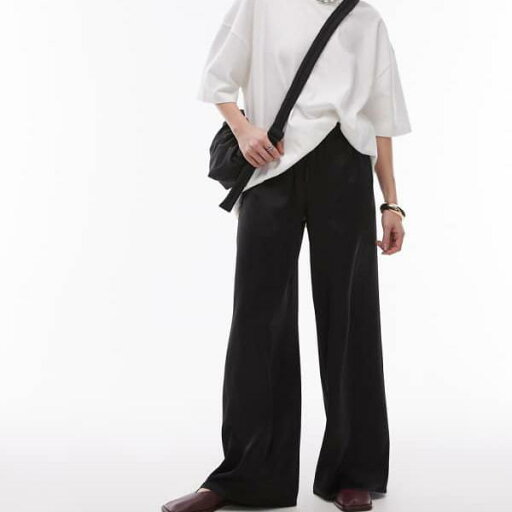 トップショップ Topshop TOPSHOP トップショップのサテンタイウエストワイドレッグトラウザー(ブラック) パンツ ボトム レディース 女性 インポートブランド 小さいサイズから大きいサイズまで トップショップ Topshop TOPSHOP トップショップのサテンタイウエストワイドレッグトラウザー(ブラック) パンツ ボトム レディース 女性 インポートブランド 小さいサイズから大きいサイズまで