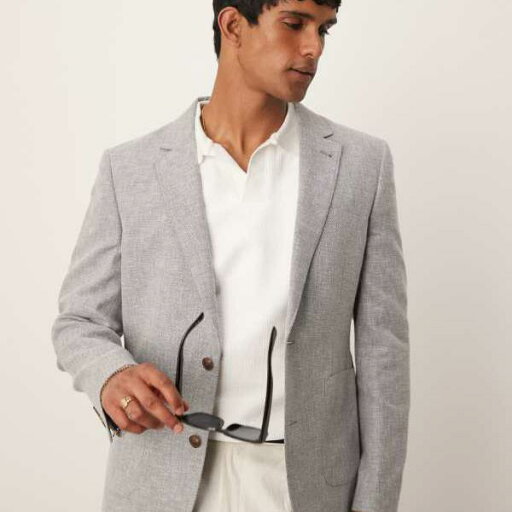 エイソス ASOS asos ASOS DESIGN リネン混スリムブレザー(グレー) アウター メンズ 男性 インポートブランド 小さいサイズから大きいサイズまで エイソス ASOS asos ASOS DESIGN リネン混スリムブレザー(グレー) アウター メンズ 男性 インポートブランド 小さいサイズから大きいサイズまで