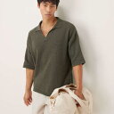 エイソス ASOS asos ASOS DESIGN リラックスフィット テクスチャードニット ノッチネック ポロシャツ(ダークグリーン) トップス メンズ 男性 インポートブランド 小さいサイズから大きいサイズまで