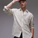 トップマン Topman TOPMAN トップマン 長袖 リラックス チーズクロス ストライプ クリーム トップス メンズ 男性 インポートブランド 小さいサイズから大きいサイズまで