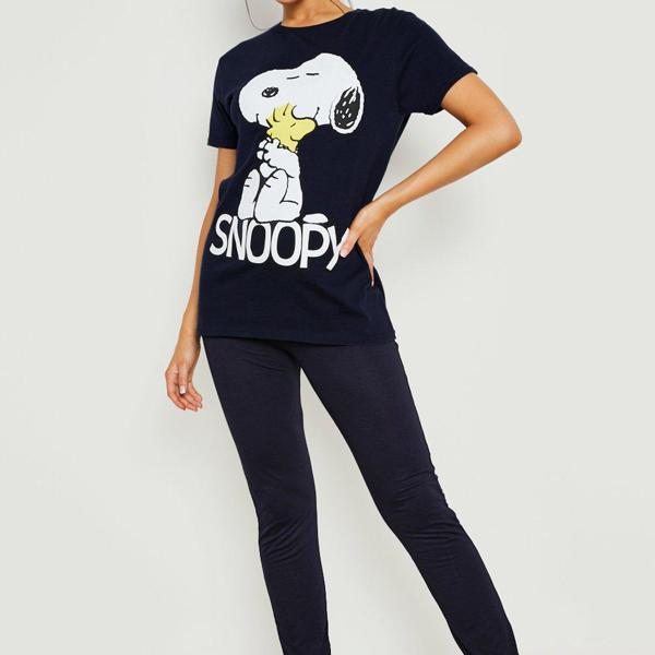 boohoo(ブーフー）BOOHOO スヌーピー ライセンス Pj Tシャツ&レギンスセット 部屋着 ルームウェア レディース 女性 インポートブランド 小さいサイズから大きいサイズまで 20代 30代 40代 プレゼント 誕生日