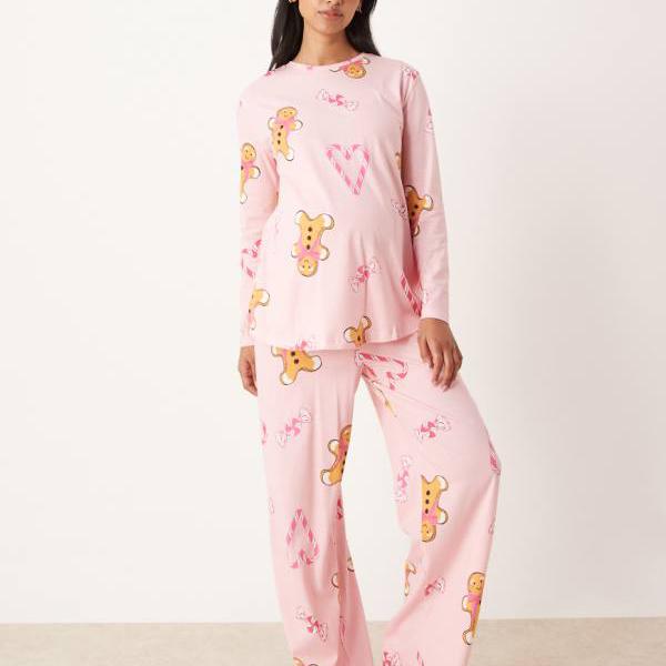 エイソス ASOS asos ASOS DESIGN マタニティ ジンジャーブレッド＆キャンディケーン ロングスリーブ ト..