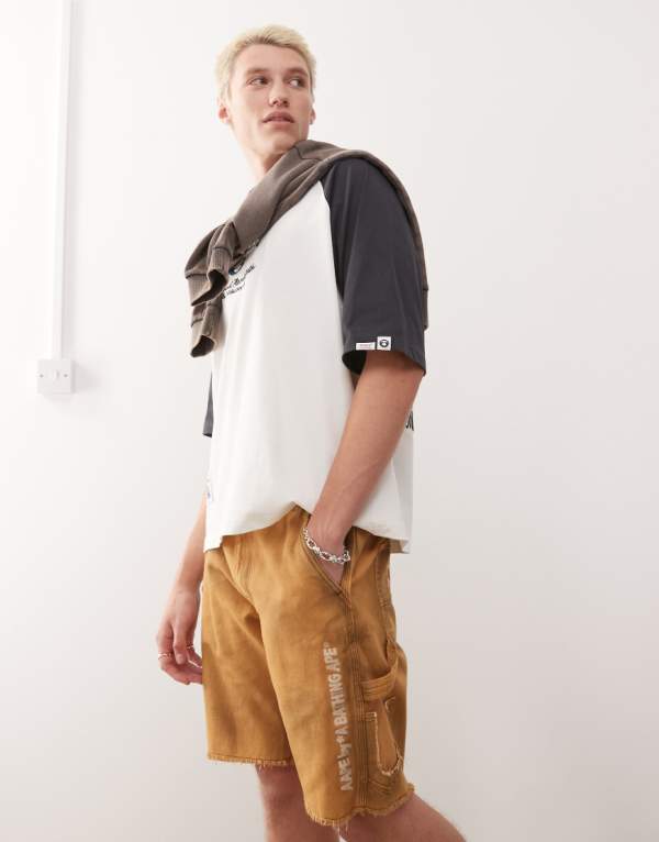 ア・ベイシング・エイプ AAPE BY A BATHING APE Aape by A Bathing Apeのワーカーカーペンターショーツ（ベージュ） パンツ ボトム メンズ 男性 インポートブランド 小さいサイズから大きいサイズまで