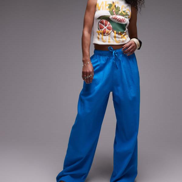 トップショップ Topshop TOPSHOP トップショップのリネンバルーンパンツ(ターコイズ) パンツ ボトム レディース 女性 インポートブランド 小さいサイズから大きいサイズまで