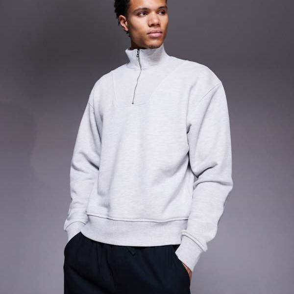 4505 Rest Day ヘビーウェイト 420gsm コットン オーバーサイズ ファネルネック 1/4ジップ スウェット ..