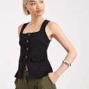 ニュールック New Look ニュールックのジャージースクエアネックウエストコート(ブラック) トップス レディース 女性 インポートブランド 小さいサイズか...