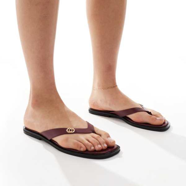 楽天セレクトショップ　Diva　Closetニュールック New Look ニュールックのバーガンディ色のビーチサンダル 靴 レディース 女性 インポートブランド 小さいサイズから大きいサイズまで