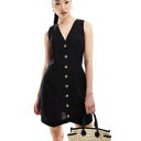 エイソス ASOS asos ASOS DESIGN ミニボタン リネン ウエストコート ドレス(ブラック) トップス レディース 女性 インポートブランド 小...