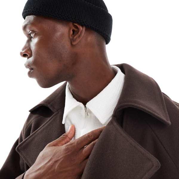 エイソス ASOS asos ASOS DESIGN リブ編みミニフィッシャーマンビーニー（ブラック） 帽子 メンズ 男性 インポートブランド