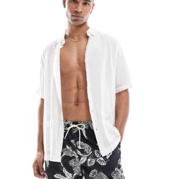 ジャックアンドジョーンズ Jack & Jones ジャック&ジョーンズのブラックフローラル柄スイムショーツ 水着 メンズ 男性 インポートブランド 小さいサイズから大きいサイズまで