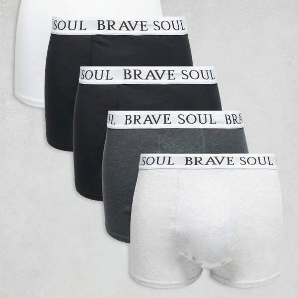 ブレイブソウル 5枚組ボクサーパンツ（ロゴウエストバンド付き、ブラック、グレー、ホワイト） 下着 メ..