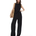 エイソス ASOS asos ASOS DESIGN リネン風コーデパンツ(ブラック) ボトム パンツ レディース 女性 インポートブランド 小さいサイズから大きいサイズまで