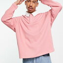 エイソス ASOS asos ASOS DESIGN ラグビー ポロ スウェットシャツ、ピンク トップス メンズ 男性 インポートブランド 小さいサイズから大きいサイズまで