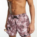ウィークデイ Weekday バーガンディのウィークデイ タン プリント スイム ショーツ 水着 メンズ 男性 インポートブランド 小さいサイズから大きいサイズまで