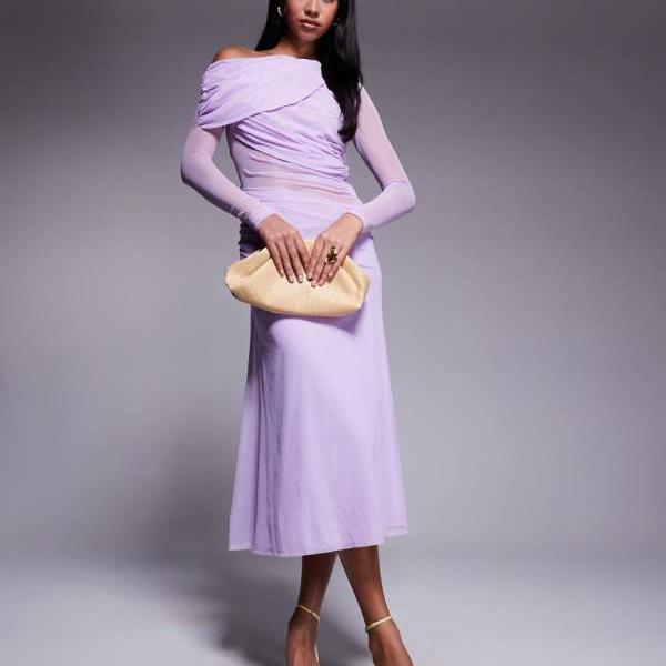 エイソス ASOS asos ASOS DESIGN 長袖 スラウチ バルドー メッシュ ミックス 