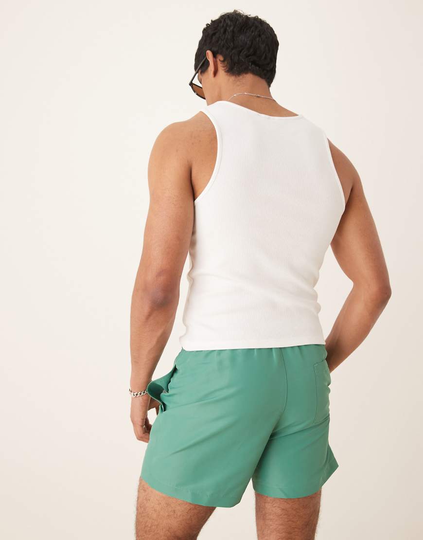 カルバンクライン Calvin Klein カルバン・クラインのロゴ入りウエストバンド付きスイムショーツ（グリーン） 水着 メンズ 男性 インポートブランド 小さいサイズから大きいサイズまで