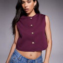 エイソス ASOS asos ASOS DESIGN ワイドショルダー ボックスクロップドウエストコート(フィグ) トップス レディース 女性 インポートブラン...