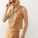 リクレイムドヴィンテージ Reclaimed Vintage タン色の刺繍入りヴィンテージフェイクスエードウエストコート トップス レディース 女性 インポート...