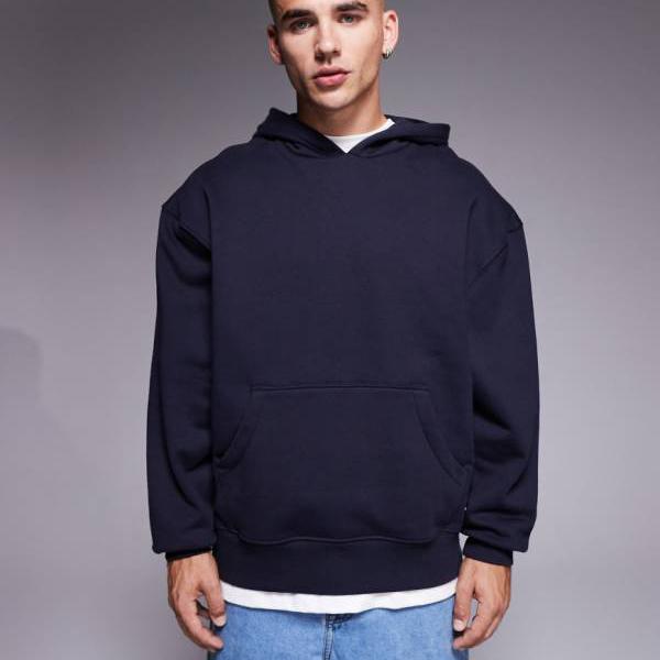 エイソス ASOS asos ASOS DESIGN プレミアムヘビーウェイトオーバーサイズパーカー(ネイビー) トップス メンズ 男性 インポートブランド 小さいサイズから大きいサイズまで