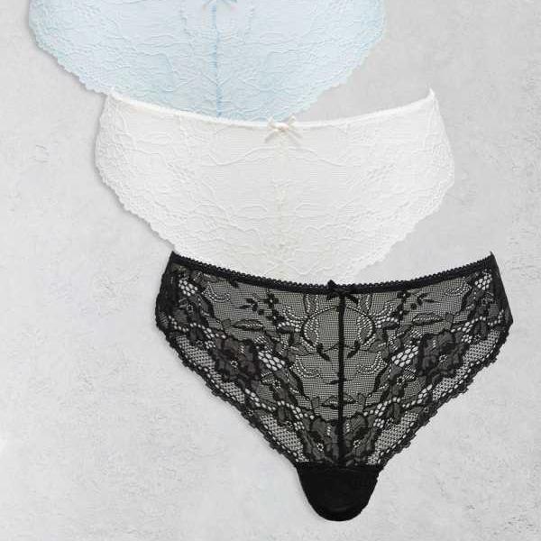 コットンオン 3枚パック デイリーオールオーバーレースブリーフ ブラック ホワイト ブルー 下着 レディース 女性 インポートブランド 小さいサイズから大きいサ...