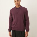 エイソス ASOS asos ASOS DESIGNのリラックスニットストライプポロ(バーガンディ) トップス メンズ 男性 インポートブランド 小さいサイズから大きいサイズまで