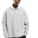 エイソス ASOS asos ASOS DESIGN オーバーサイズ ラグビーポロシャツ(ライトグレー) トップス メンズ 男性 インポートブランド 小さいサイズから大きいサイズまで