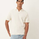 エイソス ASOS asos ASOS DESIGN リラックスワッフルリビアポロ(クリーム色) トップス メンズ 男性 インポートブランド 小さいサイズから大きいサイズまで