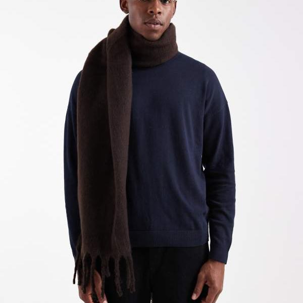 エイソス ASOS asos ASOS DESIGN 織り起毛スカーフ（チョコレートブラウン） アクセサリー　メンズ 男..