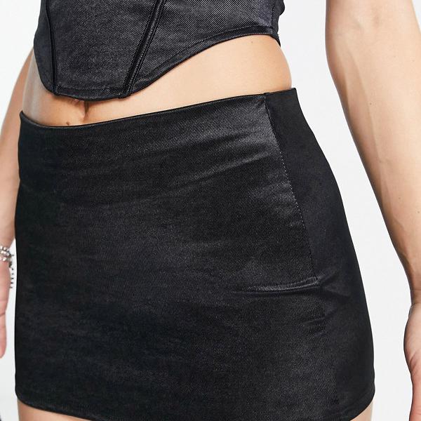 AsYou ASYOU ストレッチ サテン マイクロ ミニ スカート、ブラック スカート レディース 女性 インポートブランド 小さいサイズから大きいサイズまで